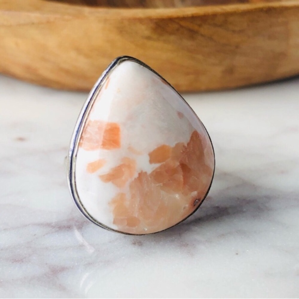 Scolecite Silver Ring